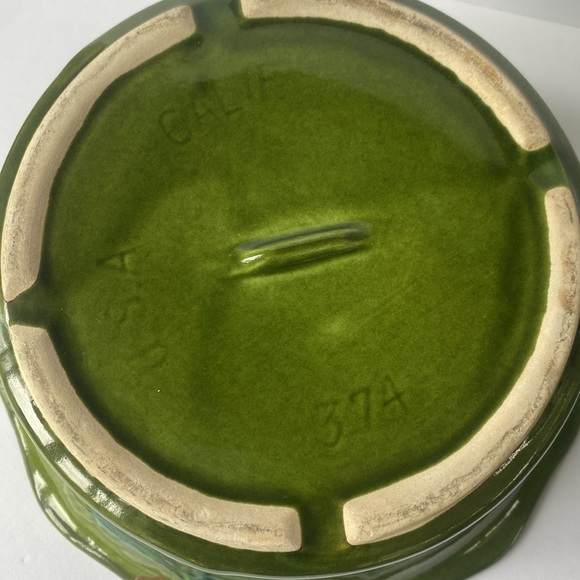 Vintage 3 pc.blue/green California USA Pottery leaf soup tureen - Picture 9 of 14